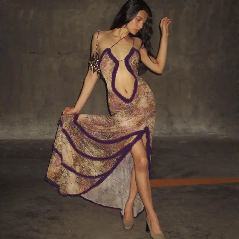 Sienna Lace Illusion Maxi Dress