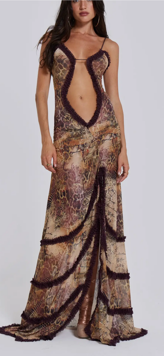 Sienna Lace Illusion Maxi Dress